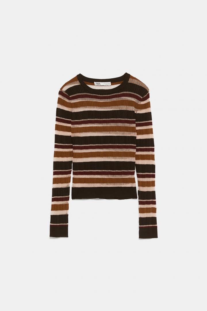 Отзыв на ЛЕГКО ПРОЗРАЧНЫЙ пуловер с полосами из Интернет-Магазина Zara