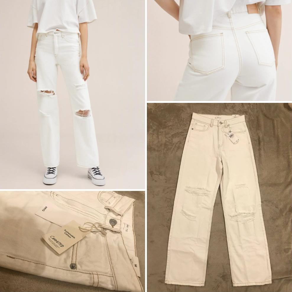 Отзыв на Wideleg Jeans mit Zierrissen Белые джинсы манго из Интернет-Магазина MANGO Outlet