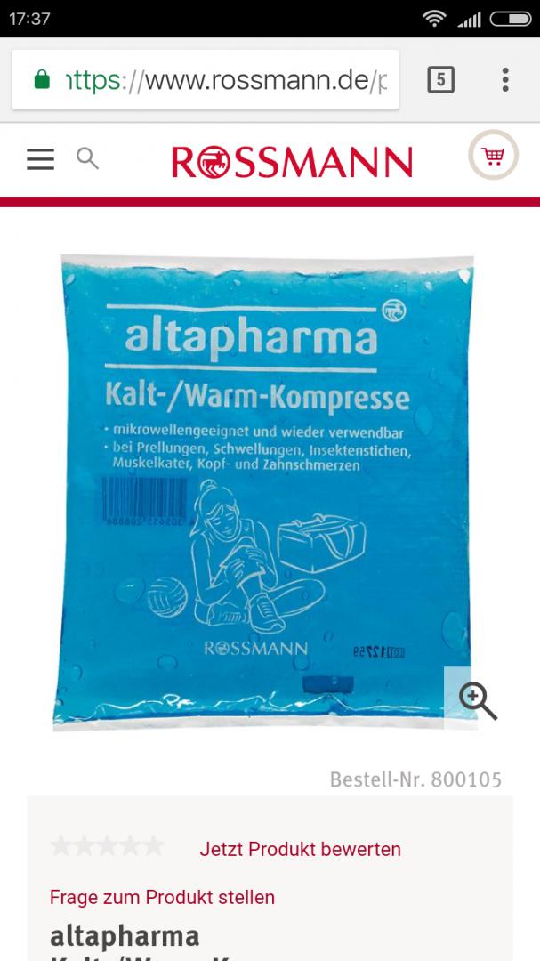 Отзыв на altapharma Kalt-/Warm-Kompresse из Интернет-Магазина ROSSMANN