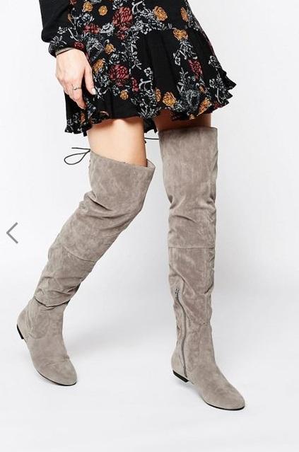 Отзыв на Daisy Street – Flache Overknee-Stiefel mit Schnürung hinten in Grau из Интернет-Магазина Asos