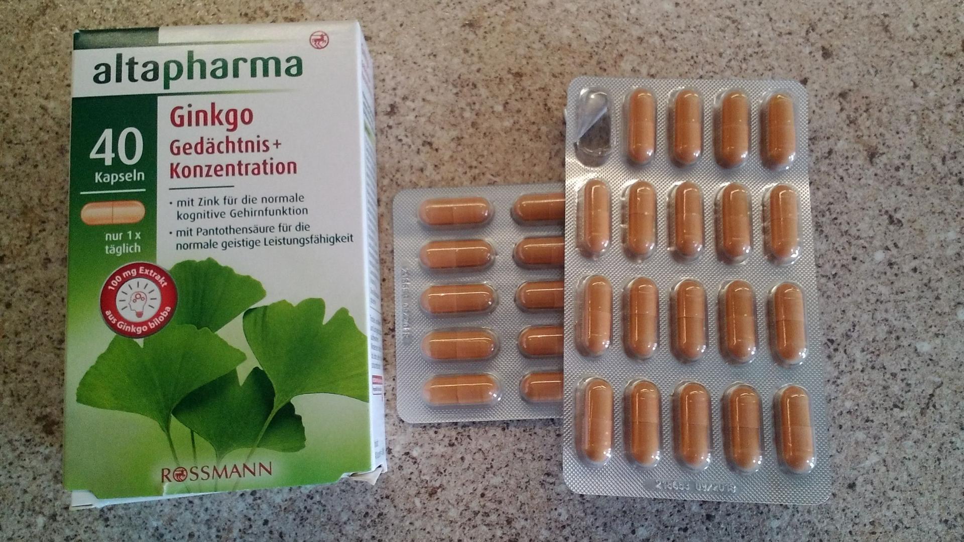 Отзыв на altapharma Ginkgo Gedächtnis + Konzentration из Интернет-Магазина ROSSMANN