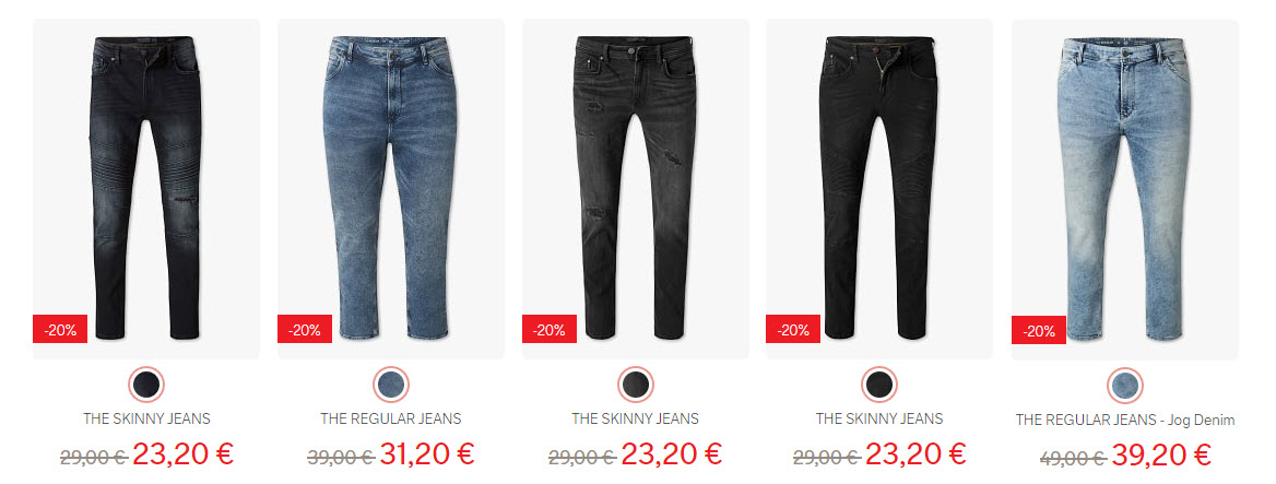 Женские и мужские джинсы скидка 20% из магазина C&A (Германия)