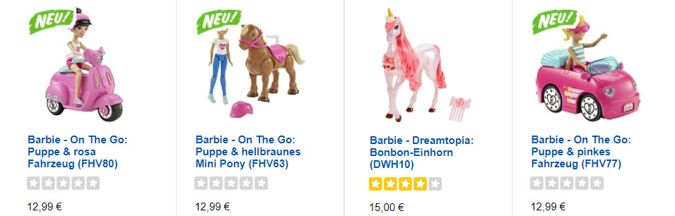 На куклы Barbie Доп. скидка 20% из магазина Toys R Us (Германия)