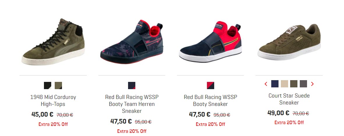 Брендовая обувь дополнительно на sale Доп. скидка 20% из магазина Puma (Германия)