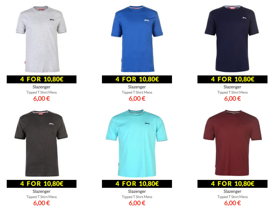 4 футболки за 10,80 € скидка 70% из магазина Sports Direct (Германия)