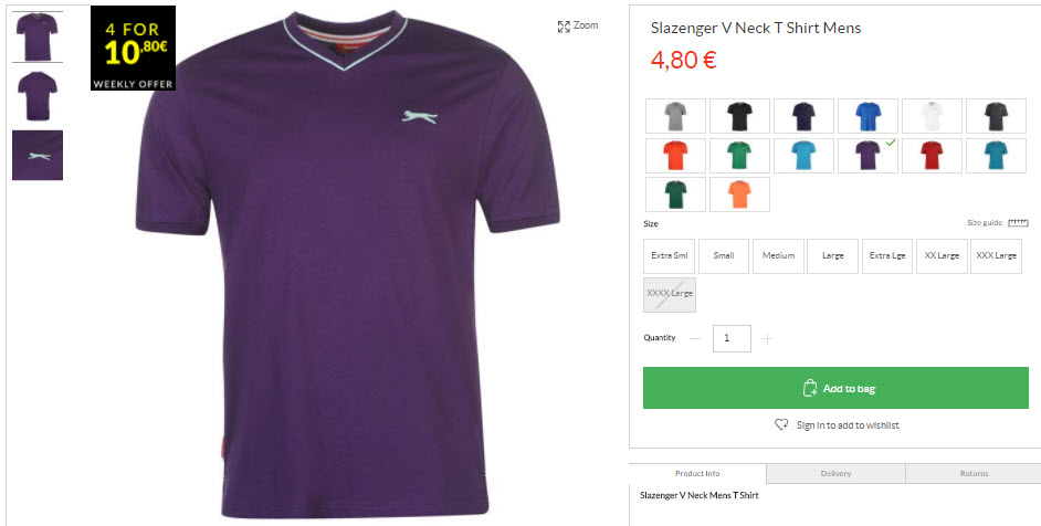 4 футболки за 10,80 € скидка 70% из магазина Sports Direct (Германия)