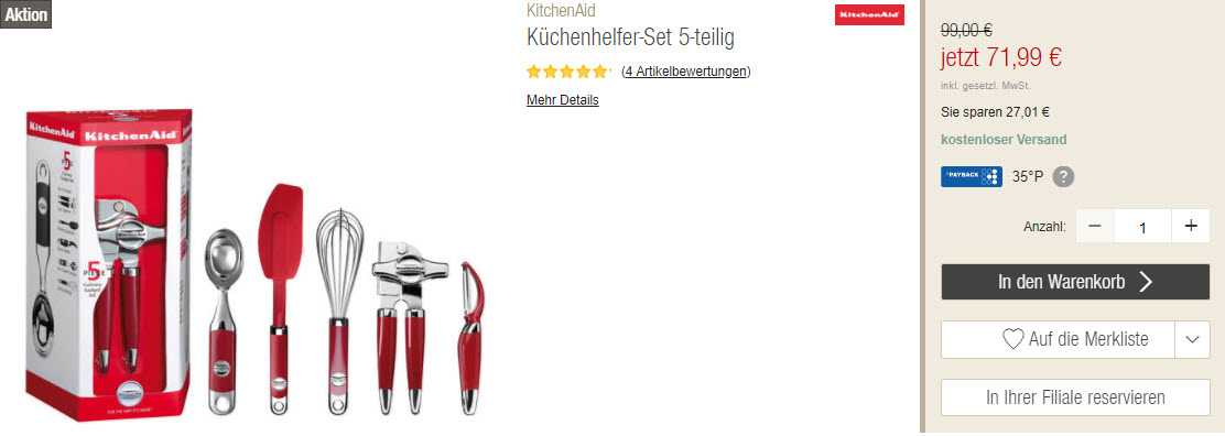 Кухонная техника KitchenAid скидка 10% из магазина GALERIA (Германия)