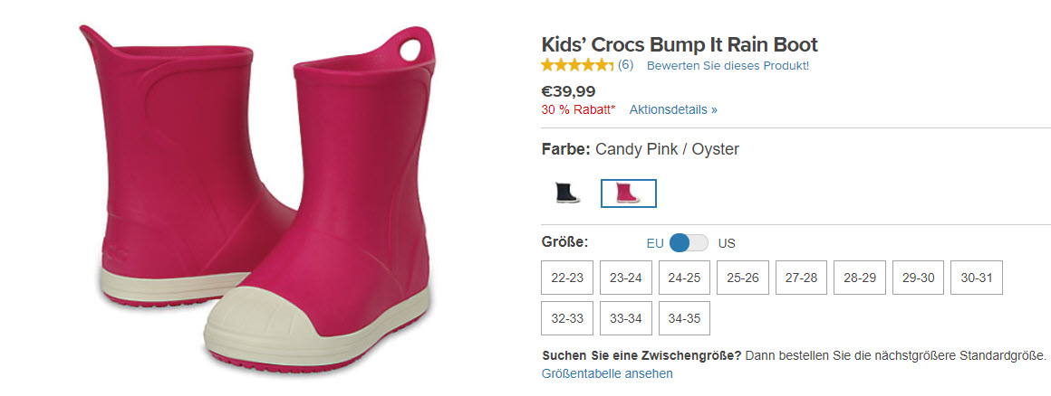На обувь от известного бренда Доп. скидка 30% из магазина Crocs (Германия)