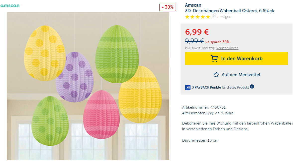 Бумажные 3D декорации к пасхе скидки до 30% из магазина MyToys (Германия)