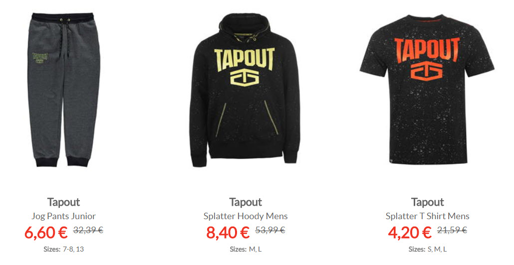 Спортивная одежда TAPOUT скидки до 90% из магазина Sports Direct (Германия)