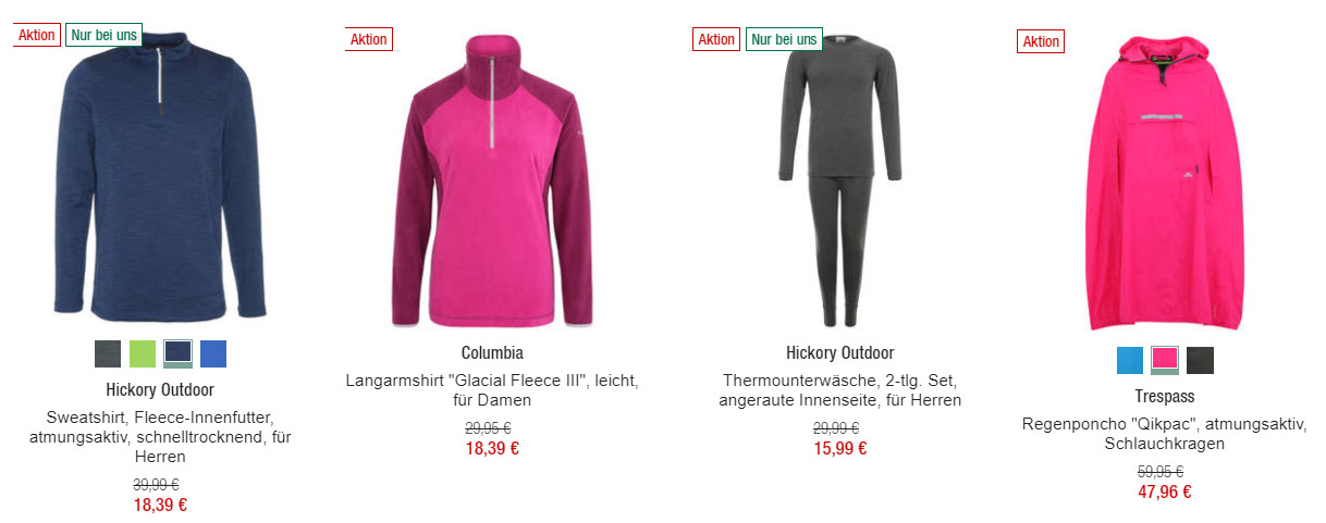 Одежда и снаряжение для похода скидка 20% из магазина GALERIA (Германия)