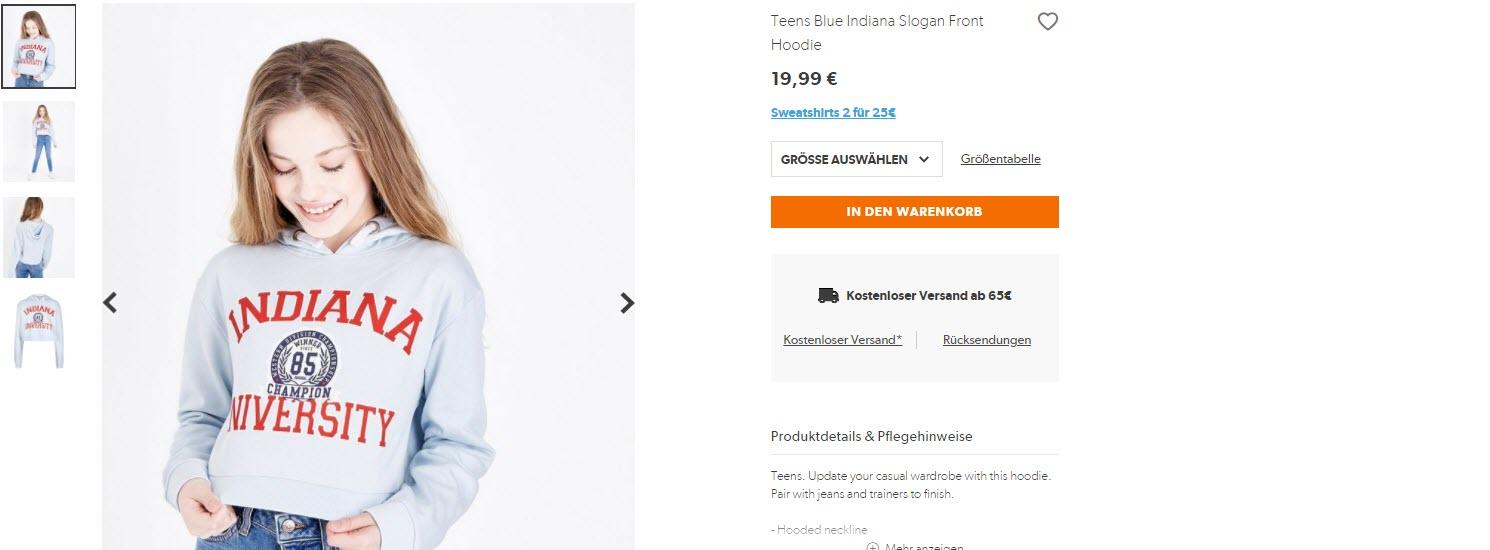 Толстовки для подростков 2 за 25€ скидки до 45% из магазина New Look (Германия)