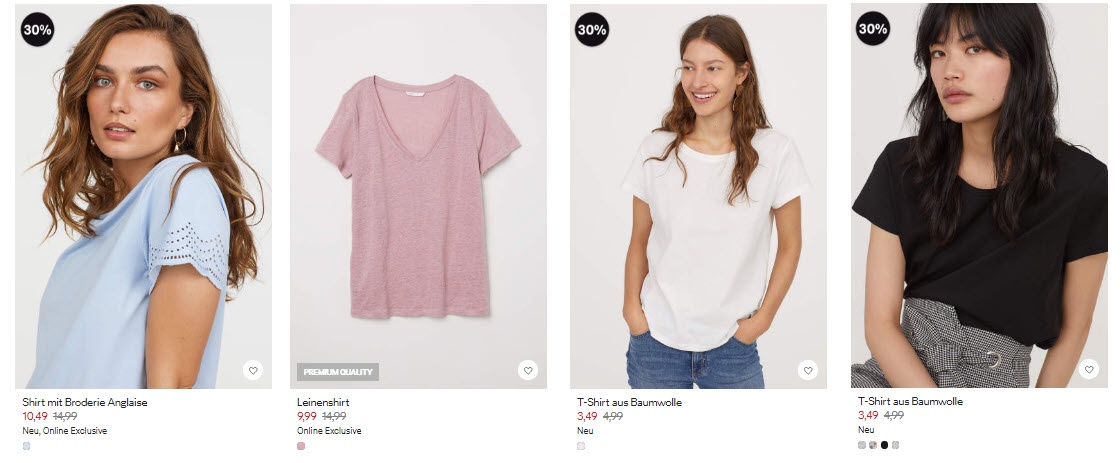 Топы и футболки +бесплатный шип Скидка 30% из магазина H&M (Германия)