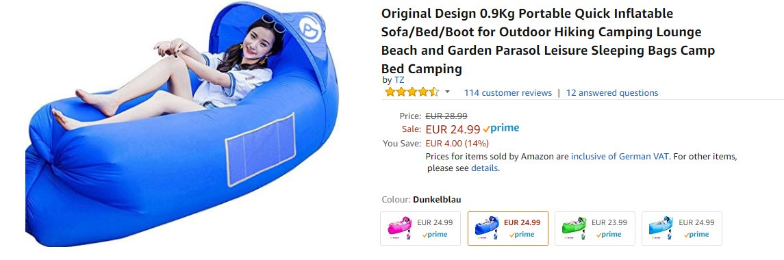 Ламзак для отдыха Скидки до 50% из магазина Amazon (Германия)