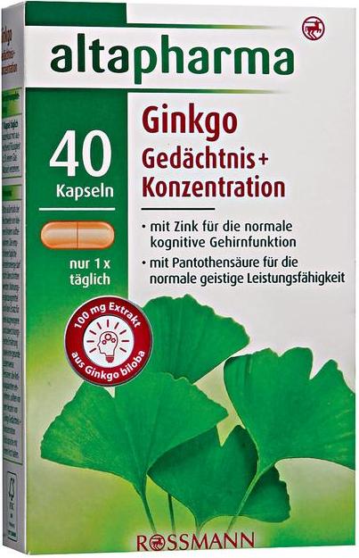 Отзыв на altapharma Ginkgo Gedächtnis + Konzentration из Интернет-Магазина ROSSMANN