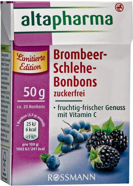 Отзыв на altapharma Brombeer-Schlehe-Bonbons zuckerfrei из Интернет-Магазина ROSSMANN