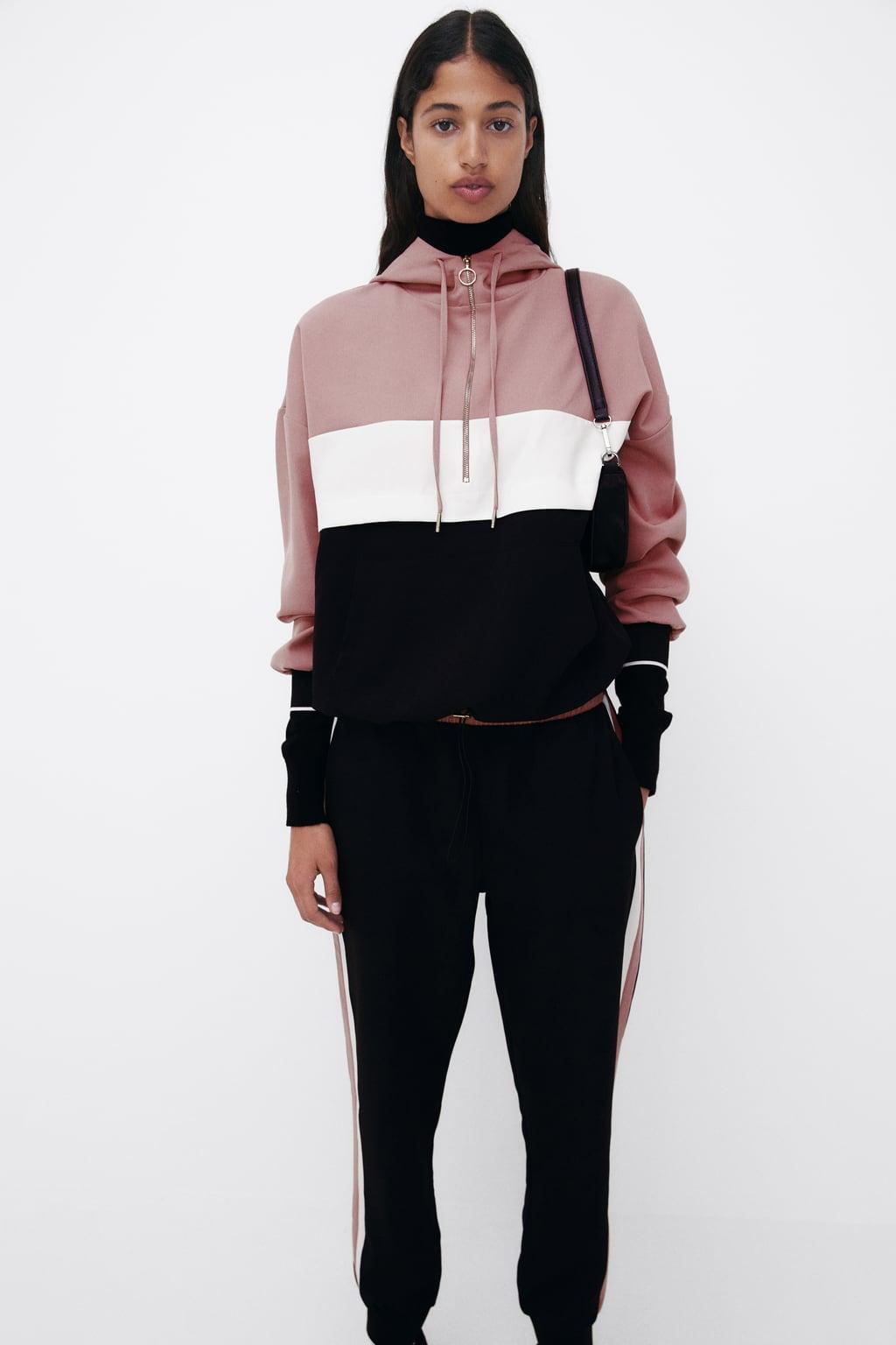 zara pink black and white tracksuit